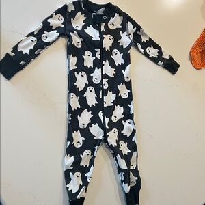 Hanna Andersson Black Onesie with White Ghosts